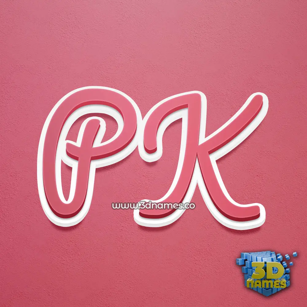 p k in Red Scribble style - 3D name wallpaper