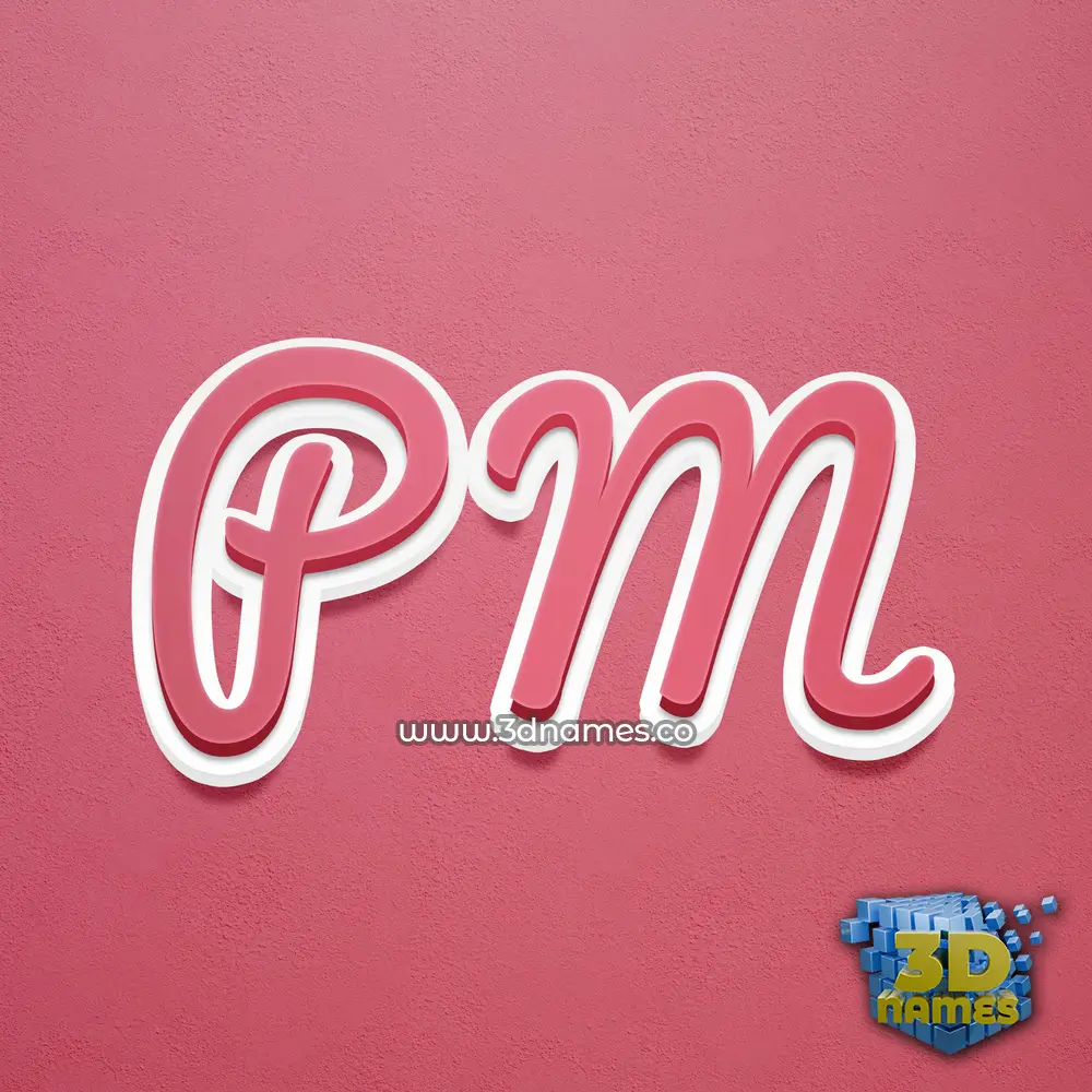 p m in Red Scribble style - 3D name wallpaper