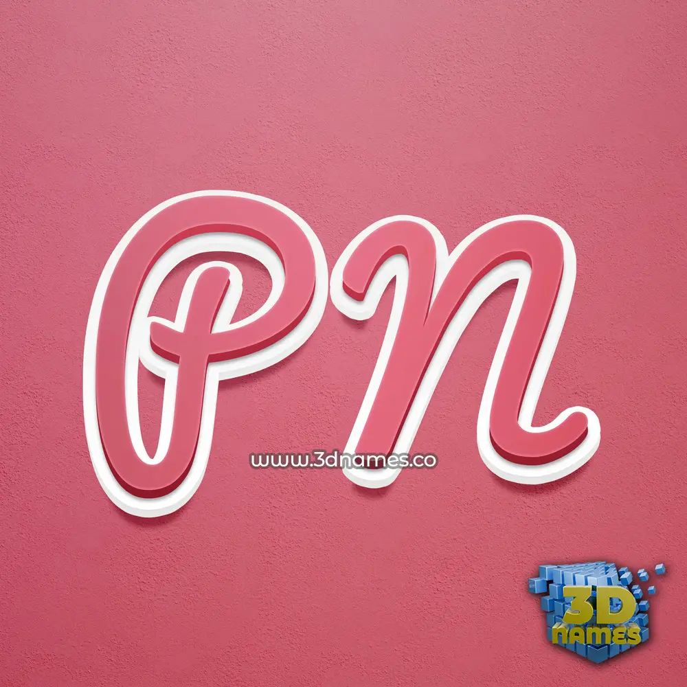 p n in Red Scribble style - 3D name wallpaper
