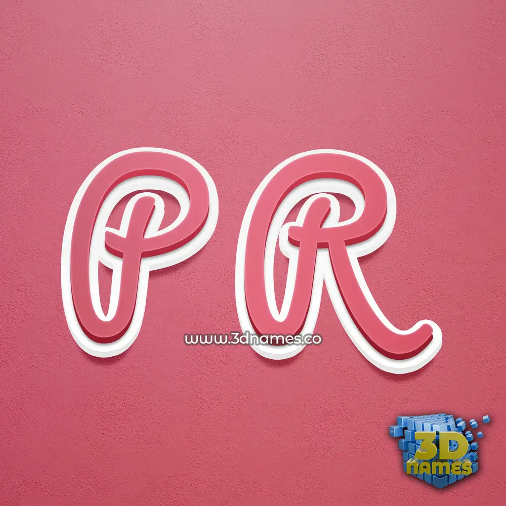 p r in Red Scribble style - 3D name wallpaper