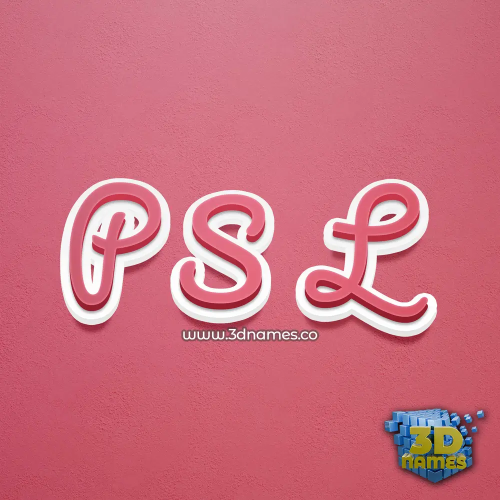 p s l in Red Scribble style - 3D name wallpaper