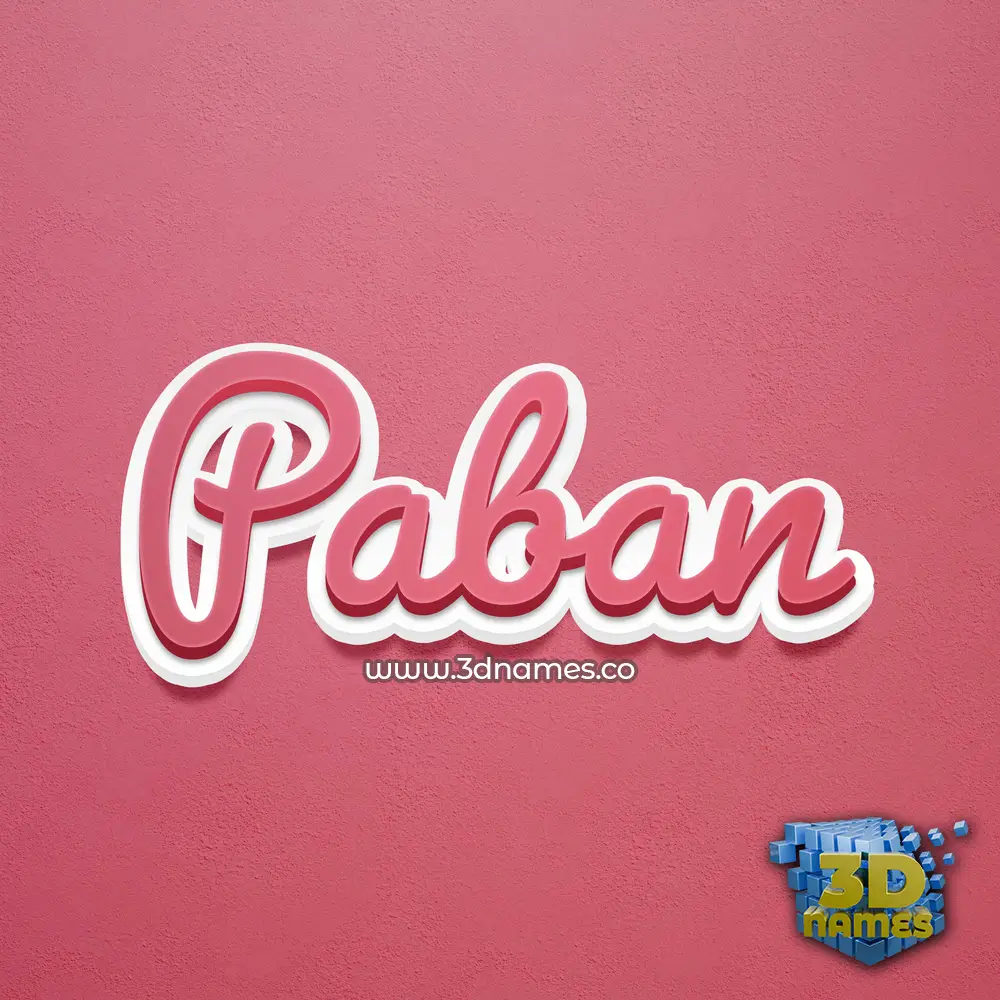 paban in Red Scribble style - 3D name wallpaper