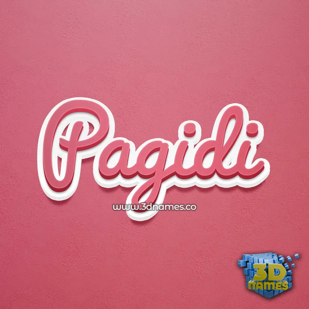 pagidi in Red Scribble style - 3D name wallpaper