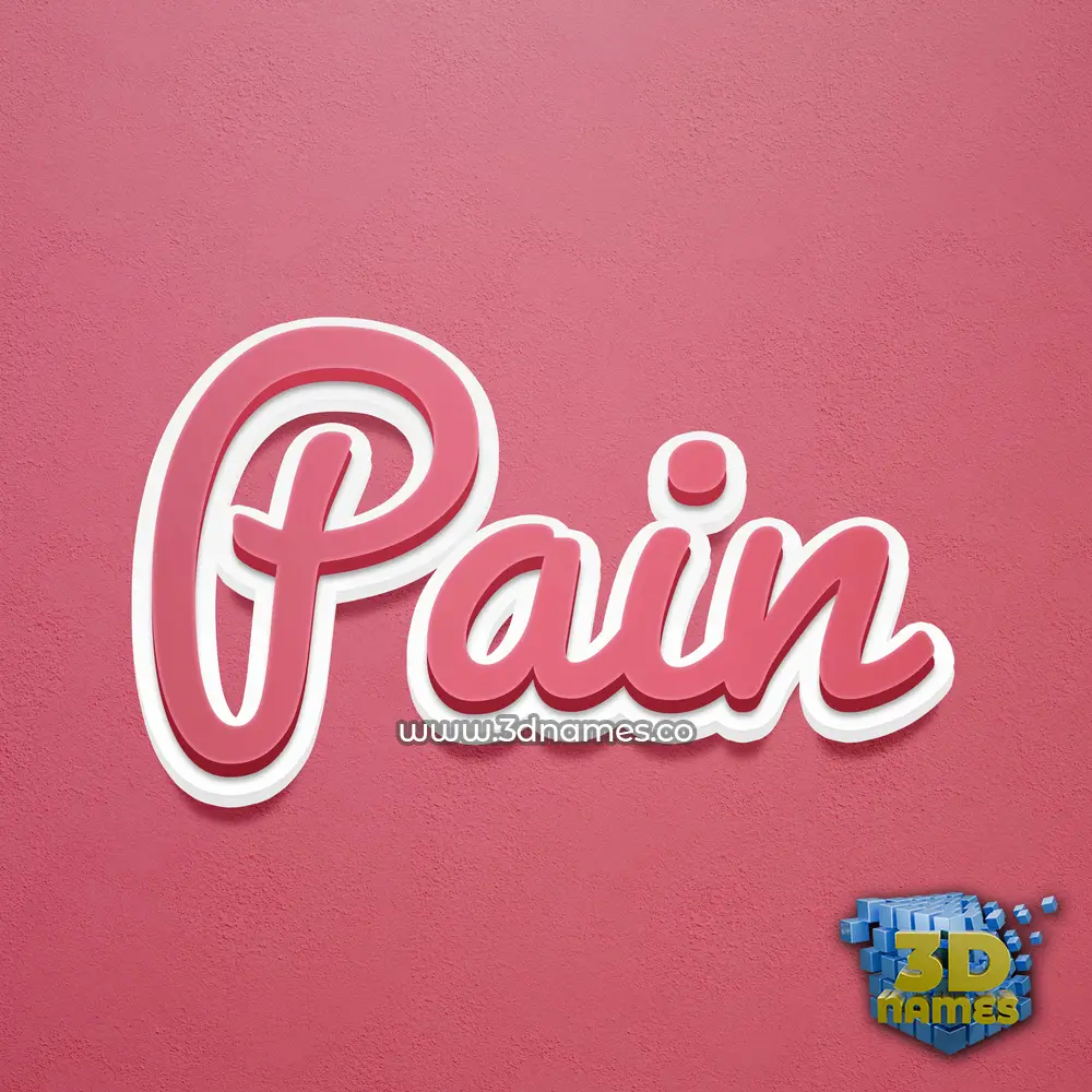 pain in Red Scribble style - 3D name wallpaper