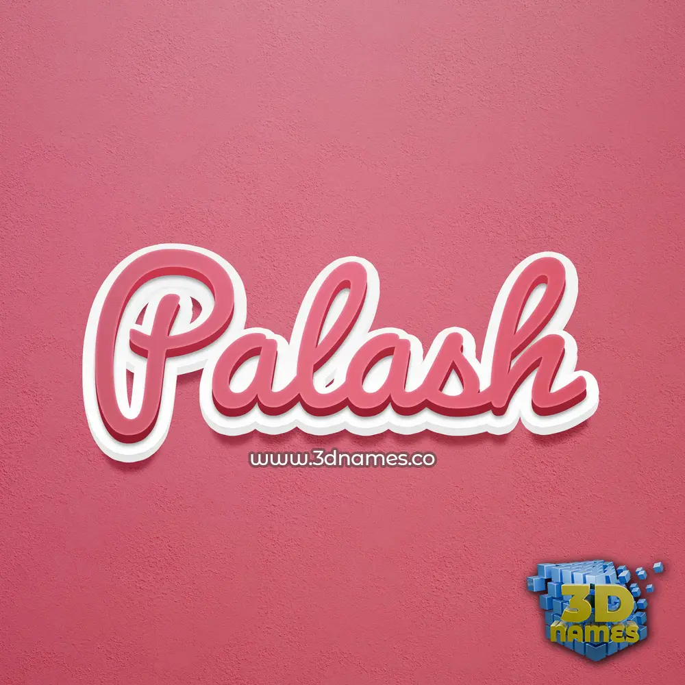 palash in Red Scribble style - 3D name wallpaper