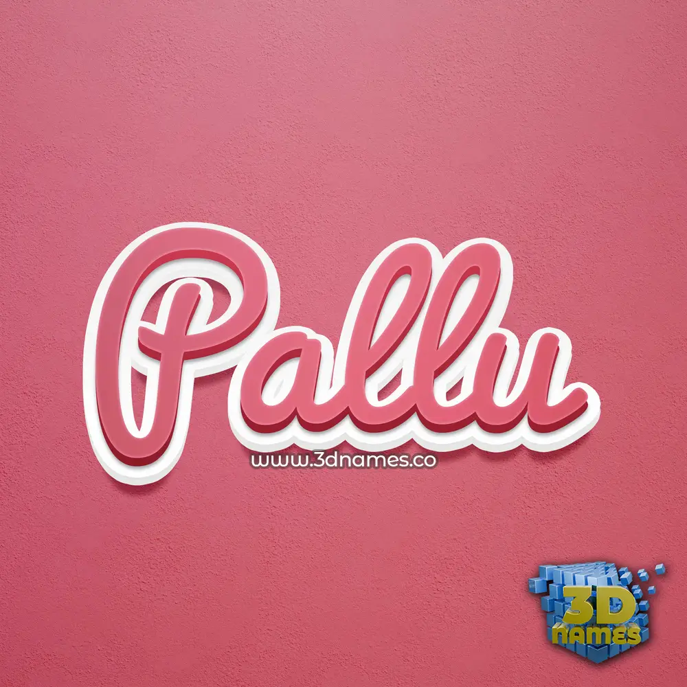 pallu in Red Scribble style - 3D name wallpaper