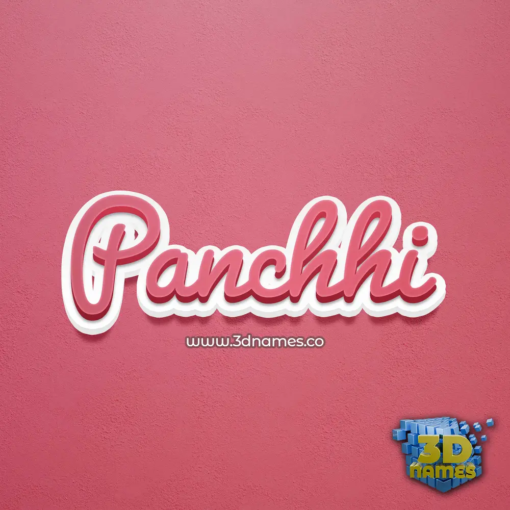 panchhi in Red Scribble style - 3D name wallpaper