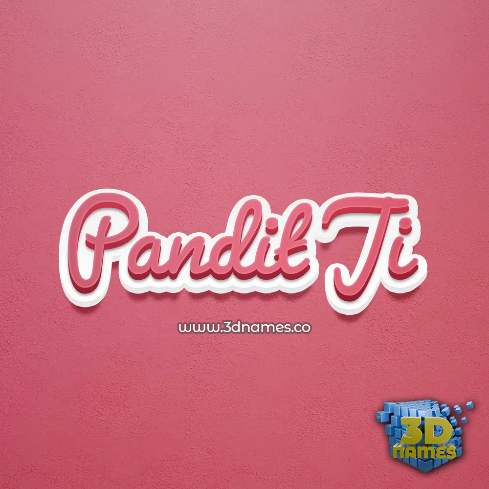 pandit ji in Red Scribble style - 3D name wallpaper
