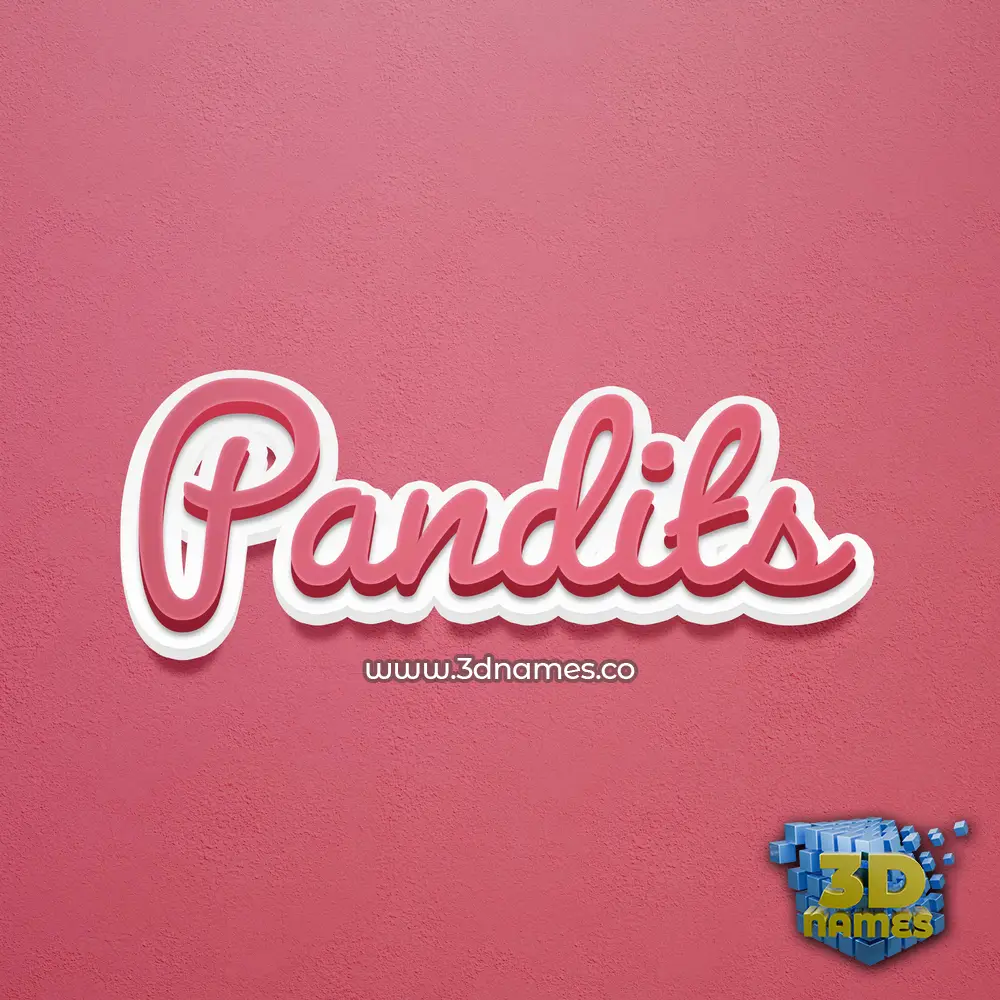 pandits in Red Scribble style - 3D name wallpaper