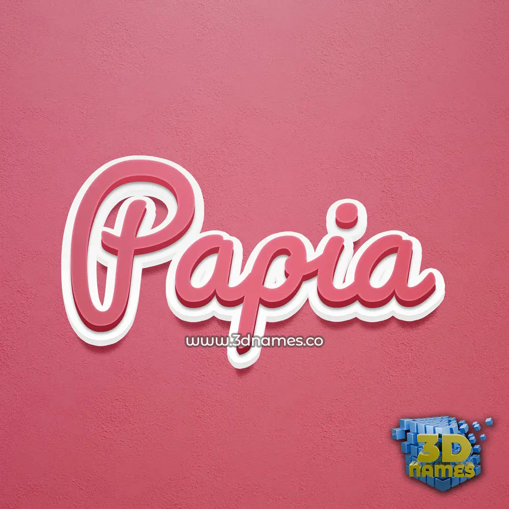 papia in Red Scribble style - 3D name wallpaper