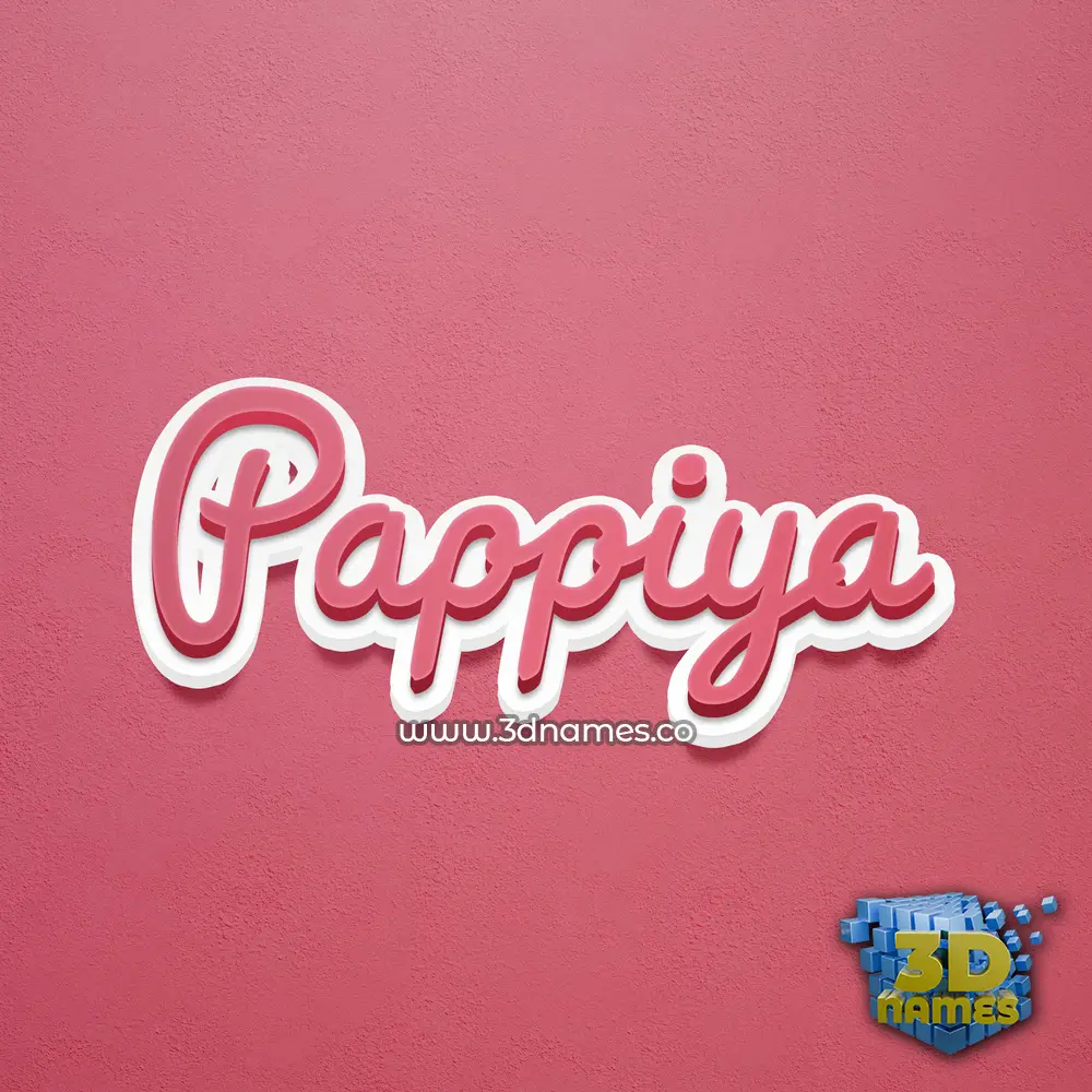 pappiya in Red Scribble style - 3D name wallpaper