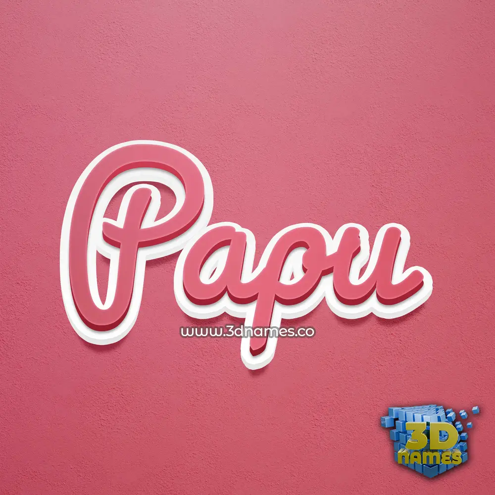 papu in Red Scribble style - 3D name wallpaper