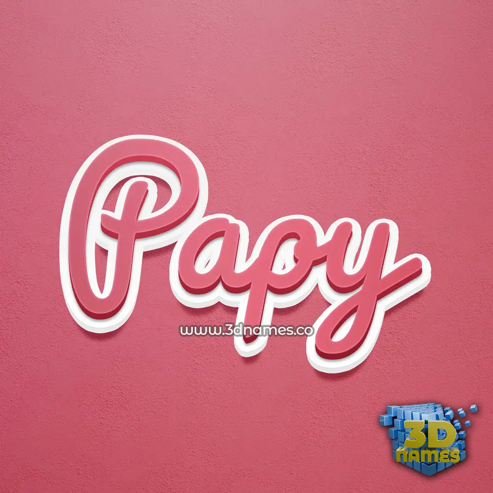 papy in Red Scribble style - 3D name wallpaper