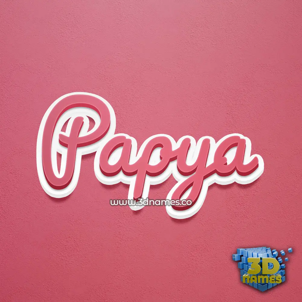 papya in Red Scribble style - 3D name wallpaper