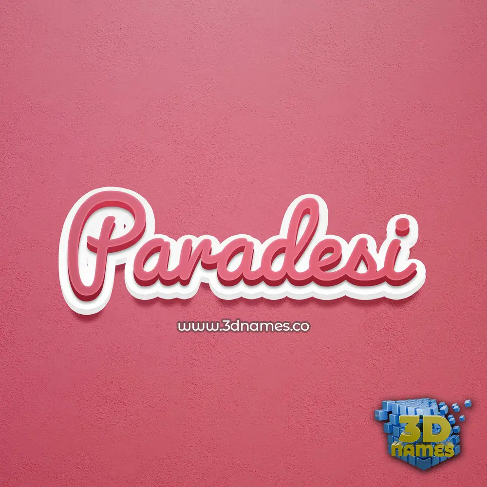 paradesi in Red Scribble style - 3D name wallpaper