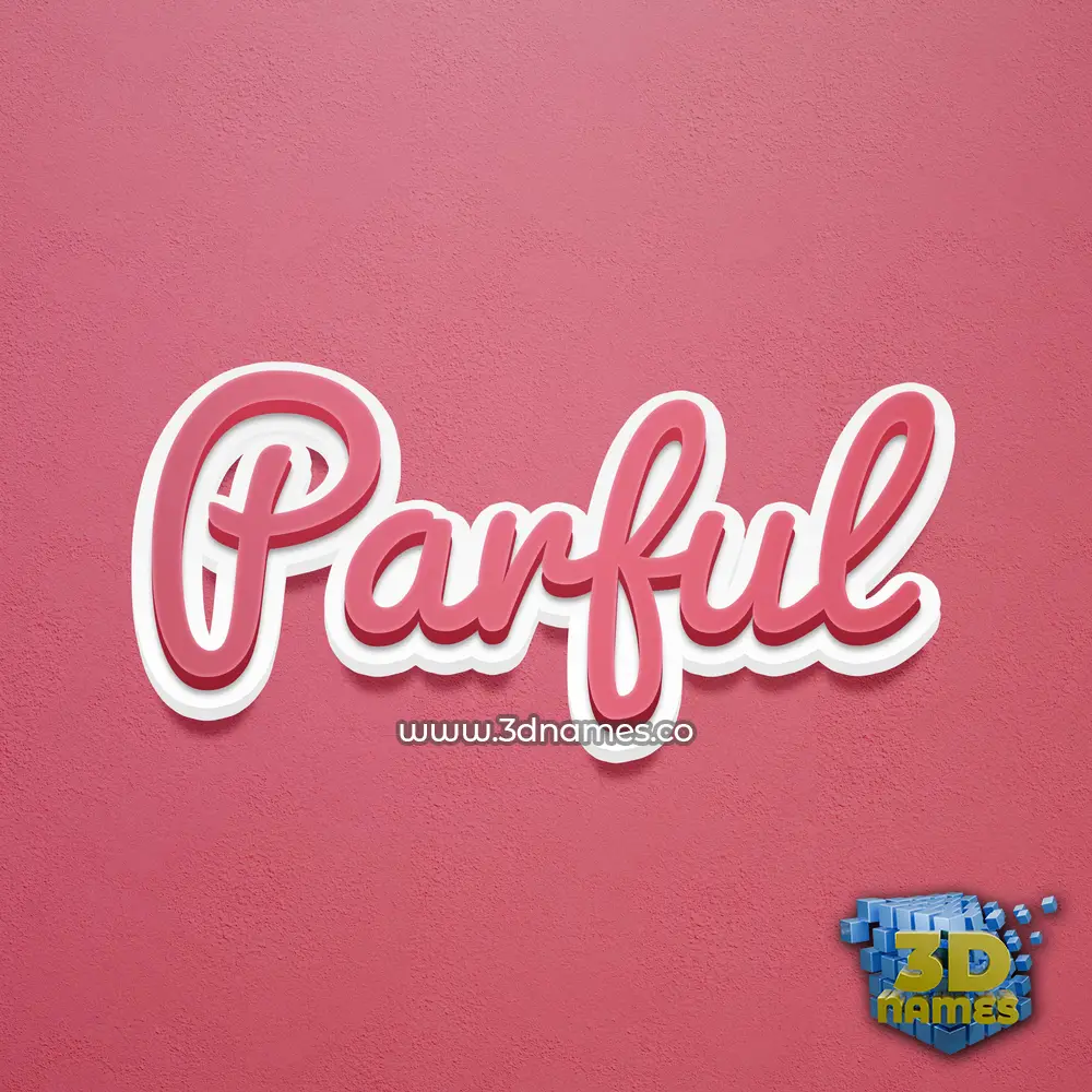 parful in Red Scribble style - 3D name wallpaper