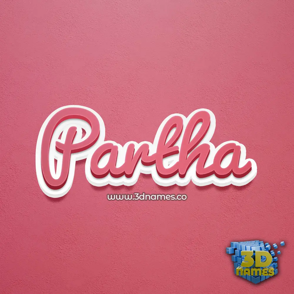 partha in Red Scribble style - 3D name wallpaper