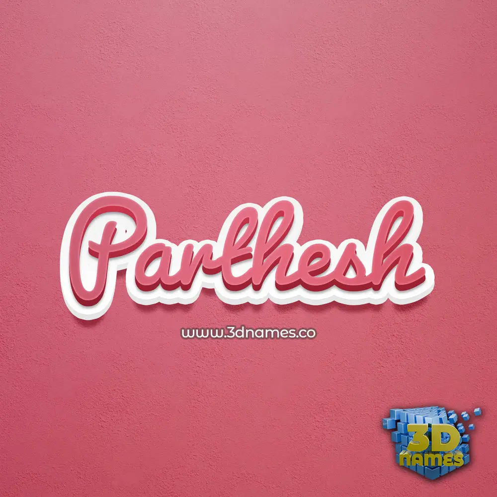 parthesh in Red Scribble style - 3D name wallpaper