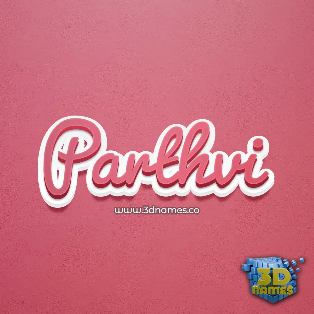 parthvi in Red Scribble style - 3D name wallpaper