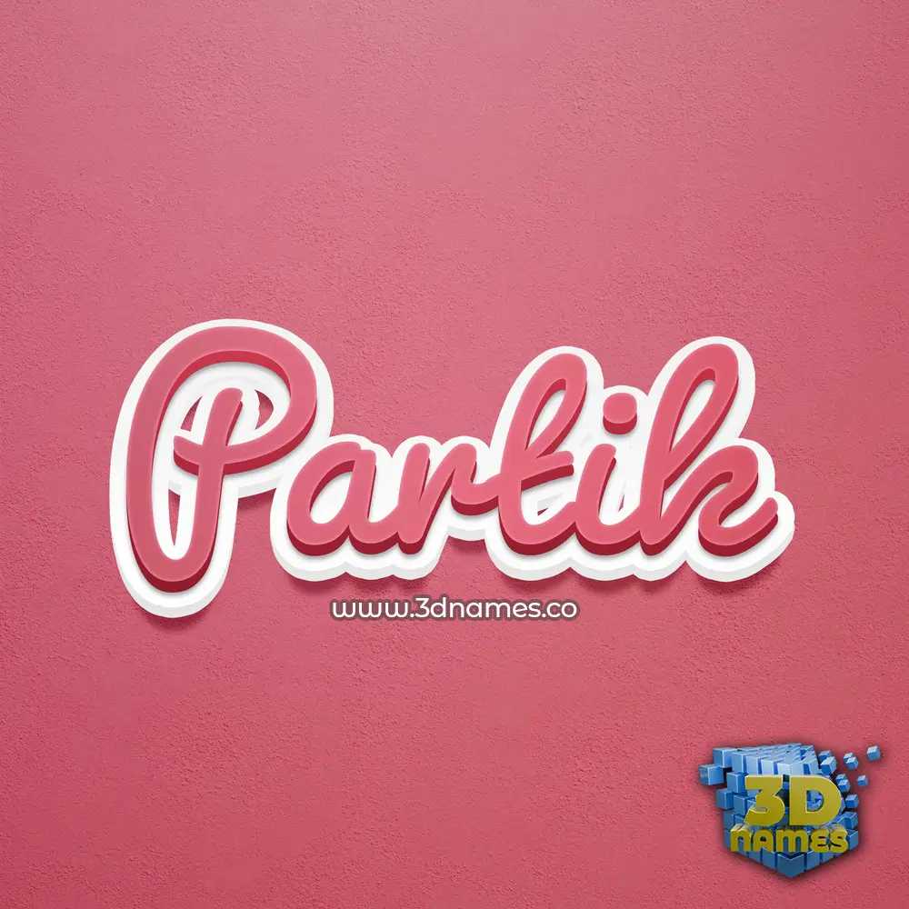 partik in Red Scribble style - 3D name wallpaper