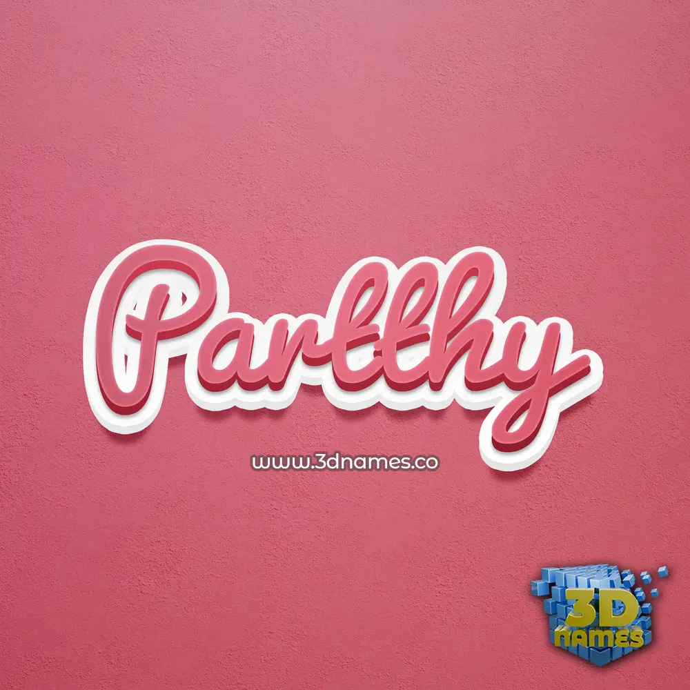 partthy in Red Scribble style - 3D name wallpaper