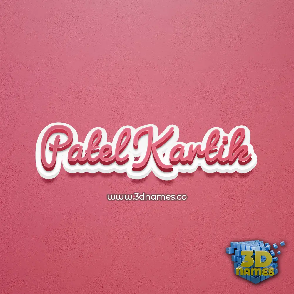 patel kartik in Red Scribble style - 3D name wallpaper
