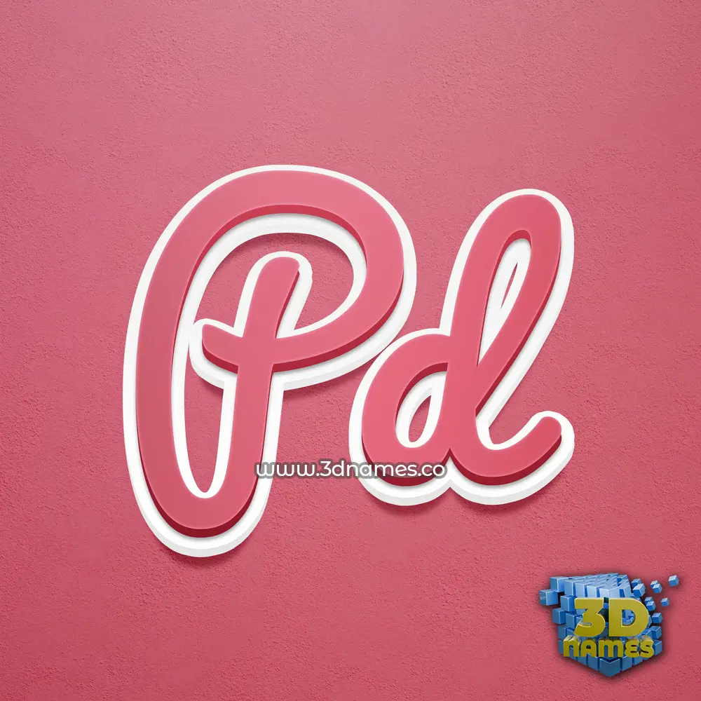 pd in Red Scribble style - 3D name wallpaper