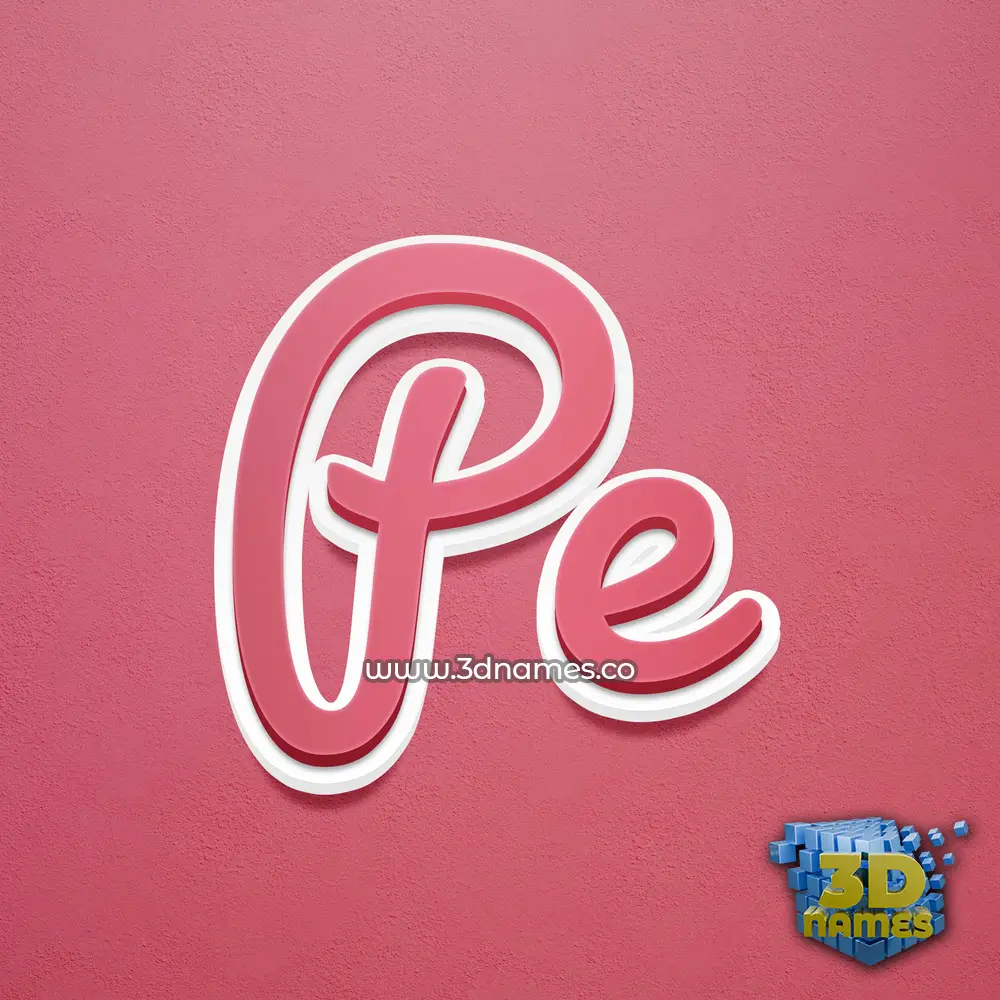 pe in Red Scribble style - 3D name wallpaper
