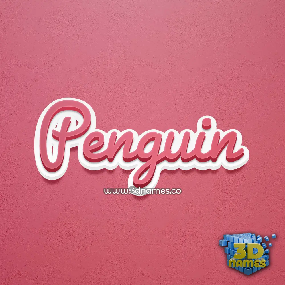 penguin in Red Scribble style - 3D name wallpaper