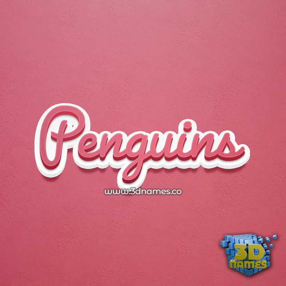 penguins in Red Scribble style - 3D name wallpaper