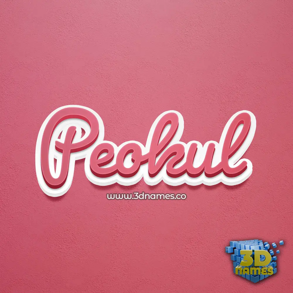 peokul in Red Scribble style - 3D name wallpaper