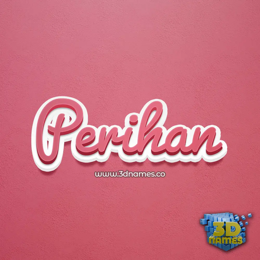 perihan in Red Scribble style - 3D name wallpaper