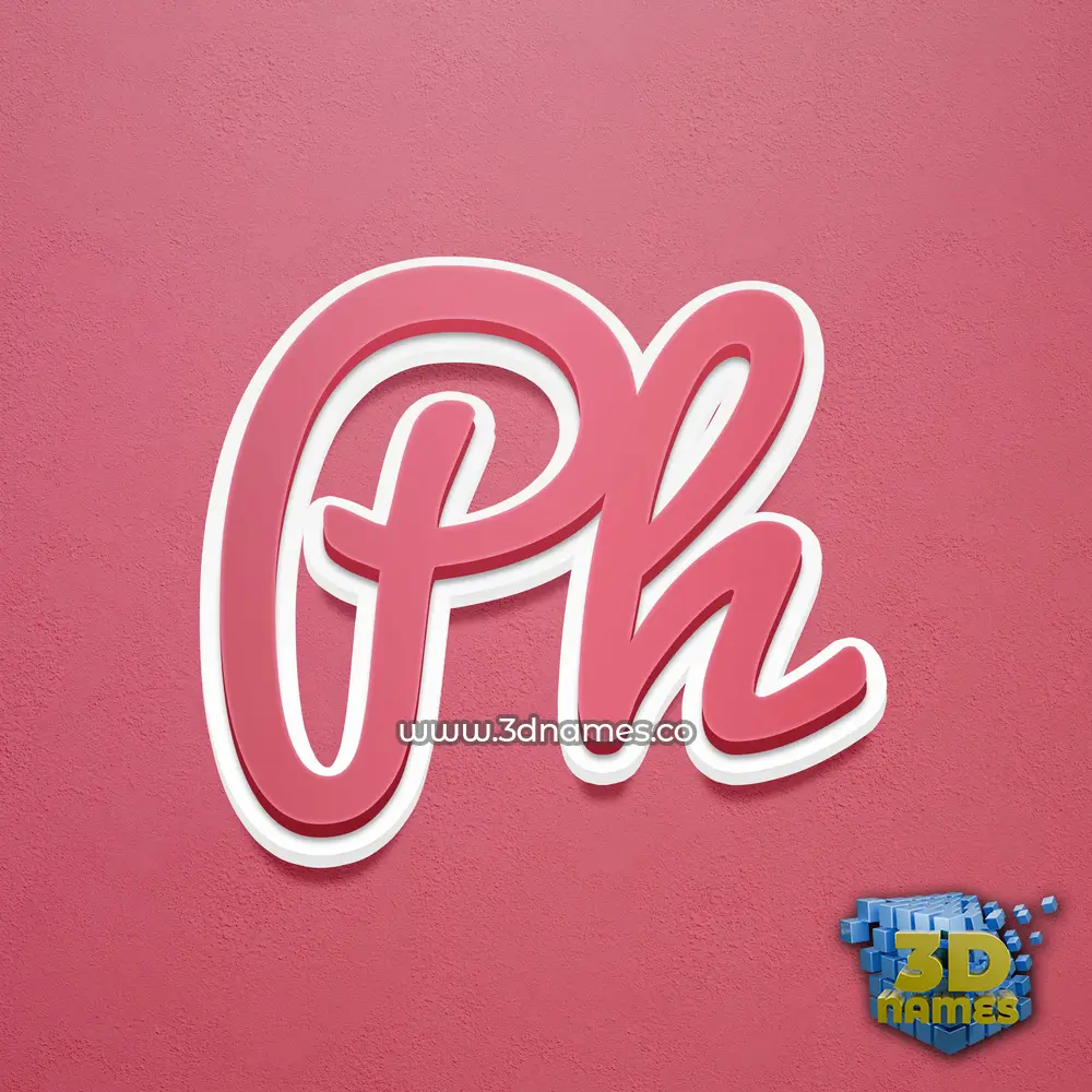 ph in Red Scribble style - 3D name wallpaper