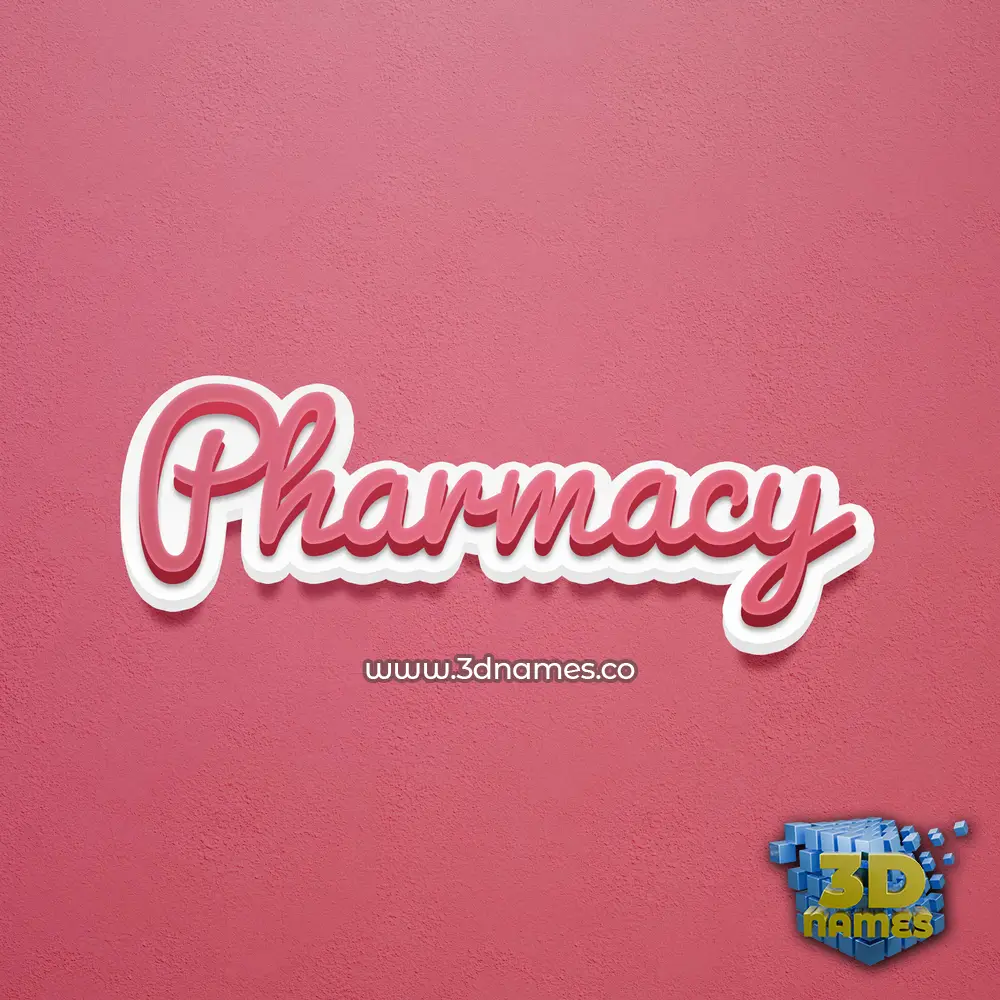 pharmacy in Red Scribble style - 3D name wallpaper