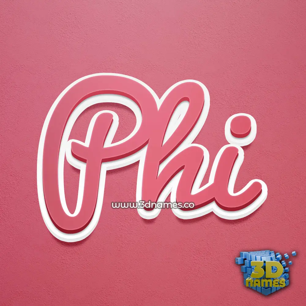 phi in Red Scribble style - 3D name wallpaper