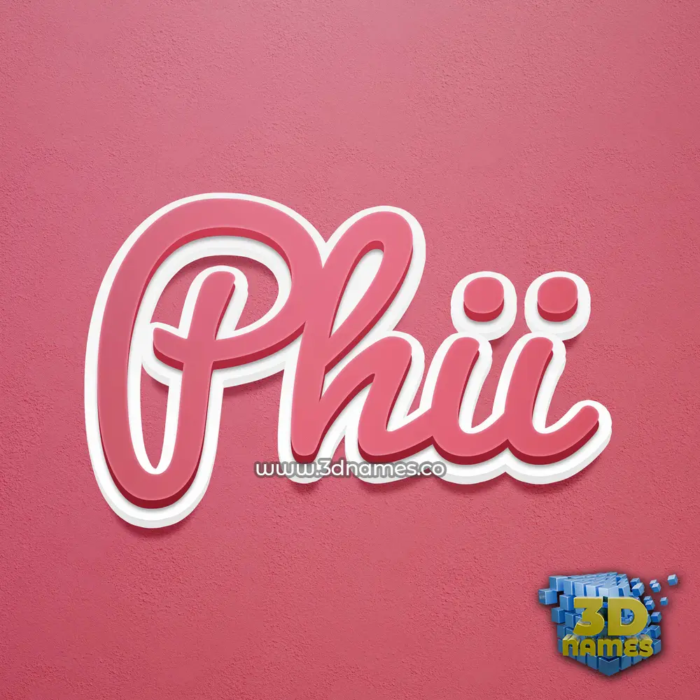 phii in Red Scribble style - 3D name wallpaper
