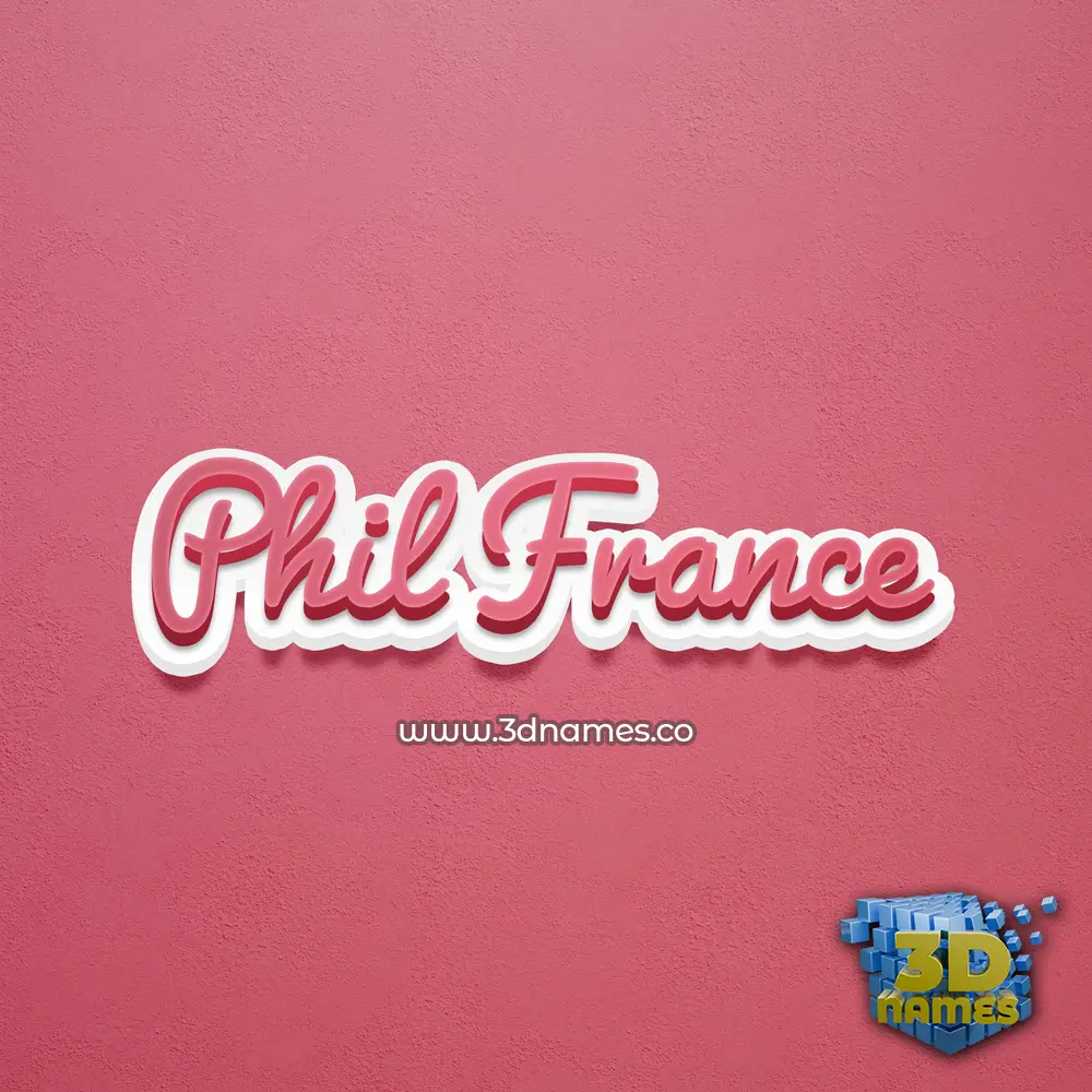 phil france in Red Scribble style - 3D name wallpaper