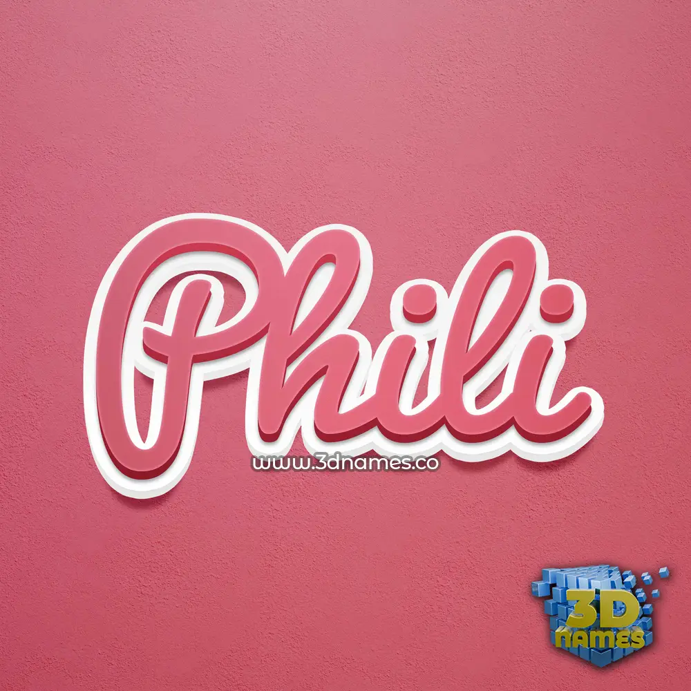 phili in Red Scribble style - 3D name wallpaper