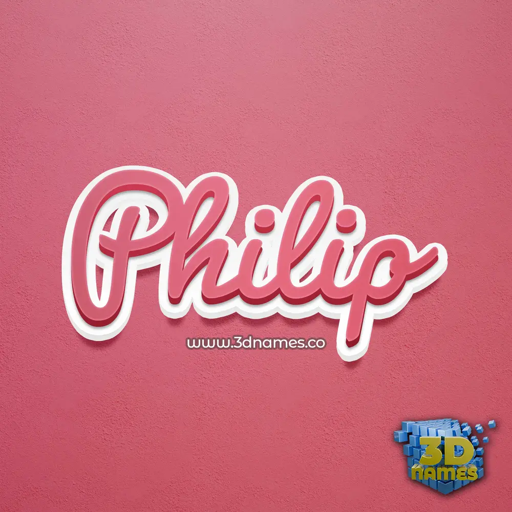 philip in Red Scribble style - 3D name wallpaper