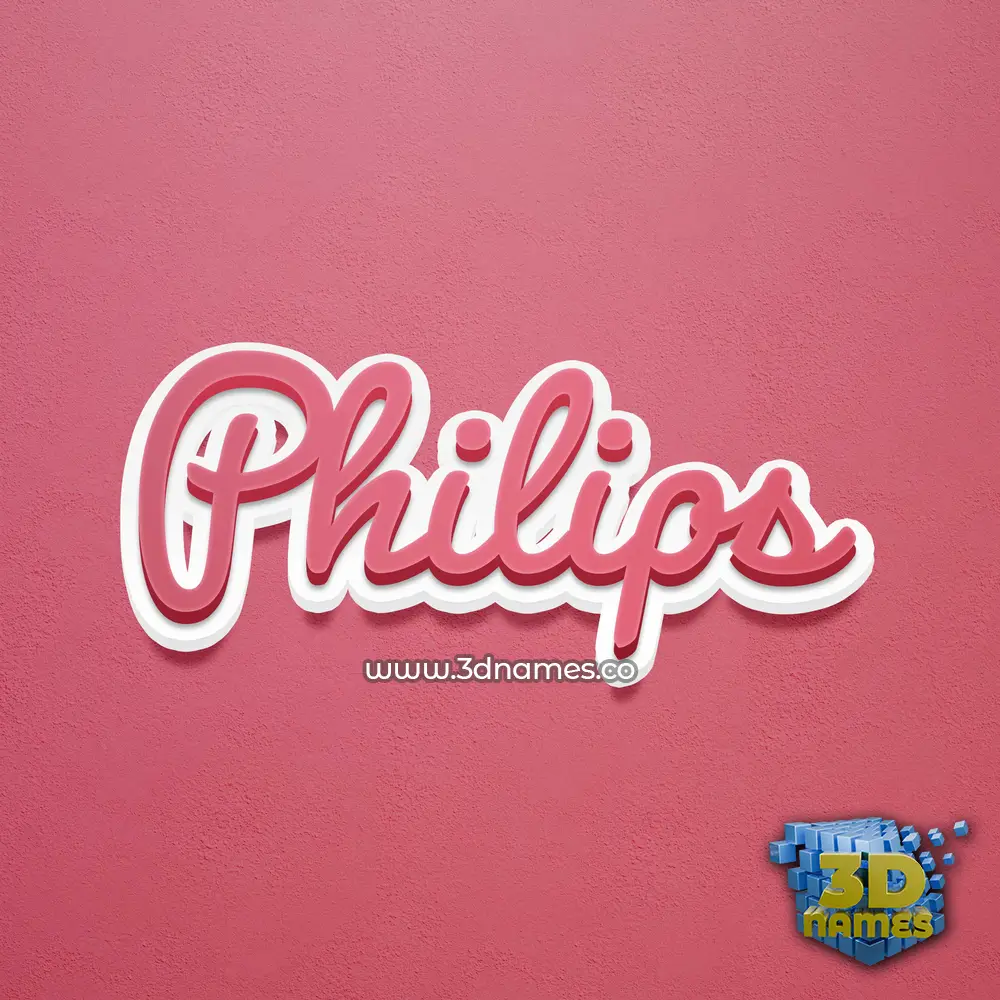 philips in Red Scribble style - 3D name wallpaper