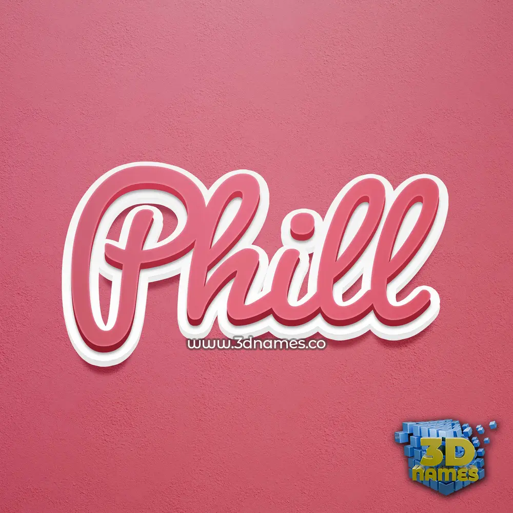 phill in Red Scribble style - 3D name wallpaper
