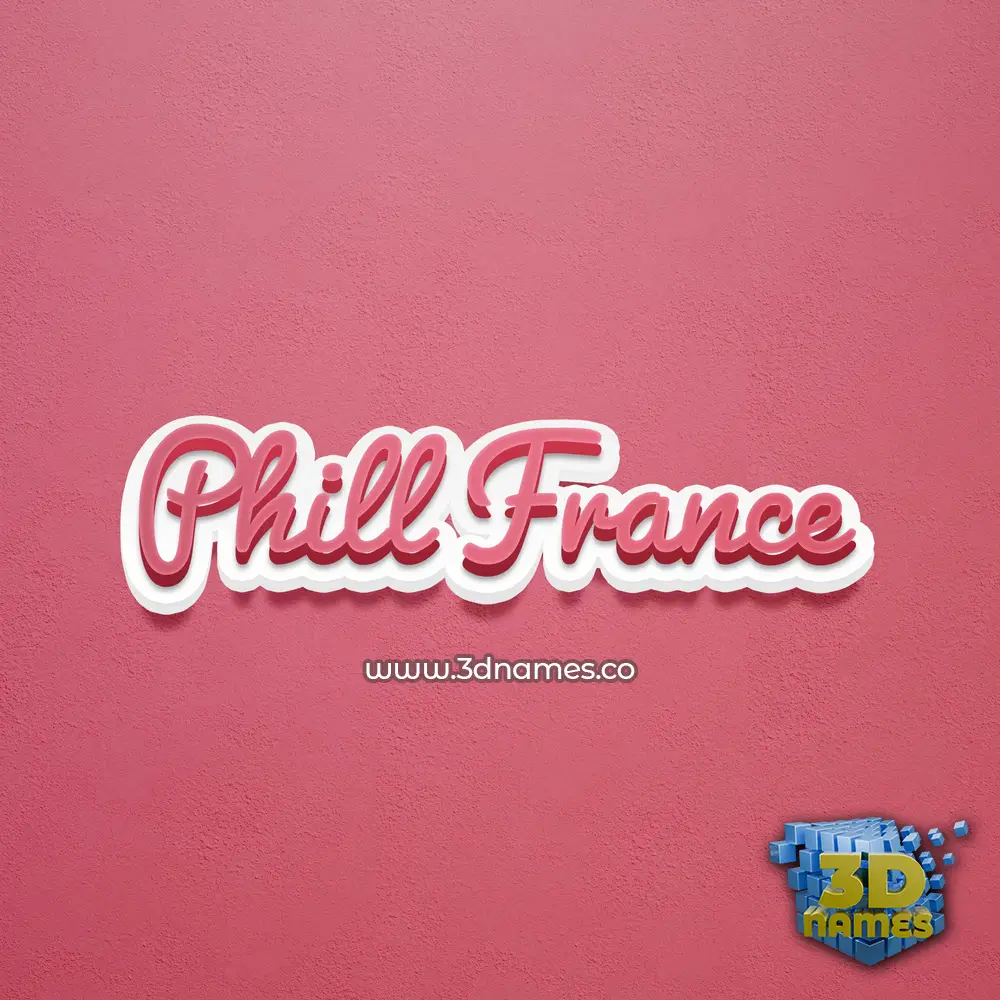 phill france in Red Scribble style - 3D name wallpaper