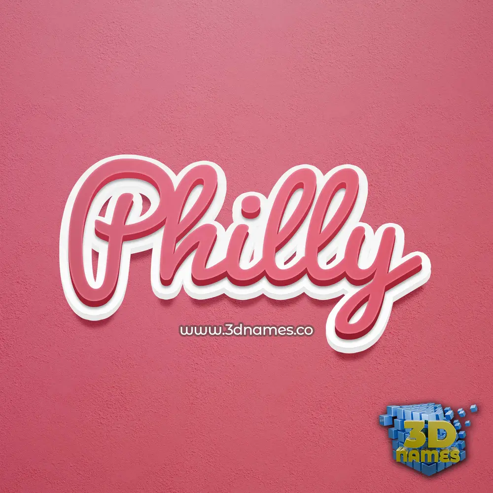 philly in Red Scribble style - 3D name wallpaper