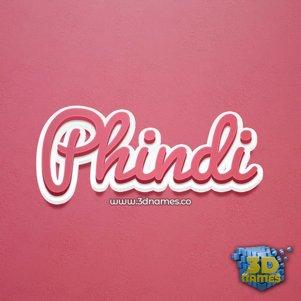 phindi in Red Scribble style - 3D name wallpaper