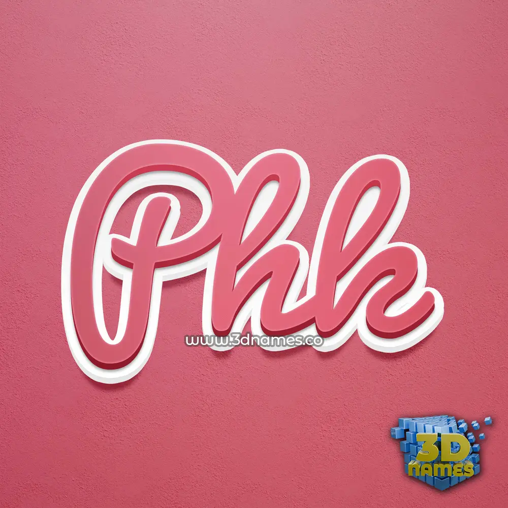 phk in Red Scribble style - 3D name wallpaper
