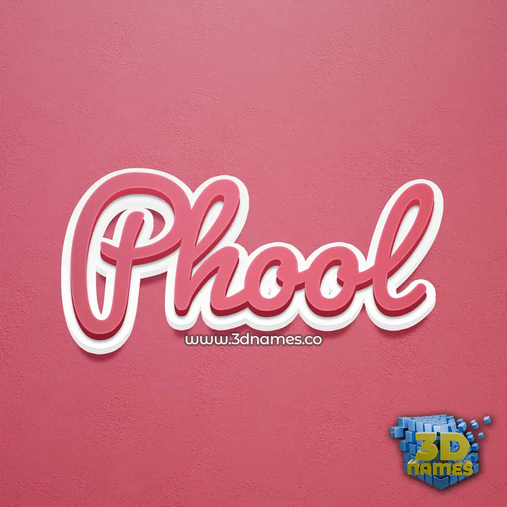 phool in Red Scribble style - 3D name wallpaper