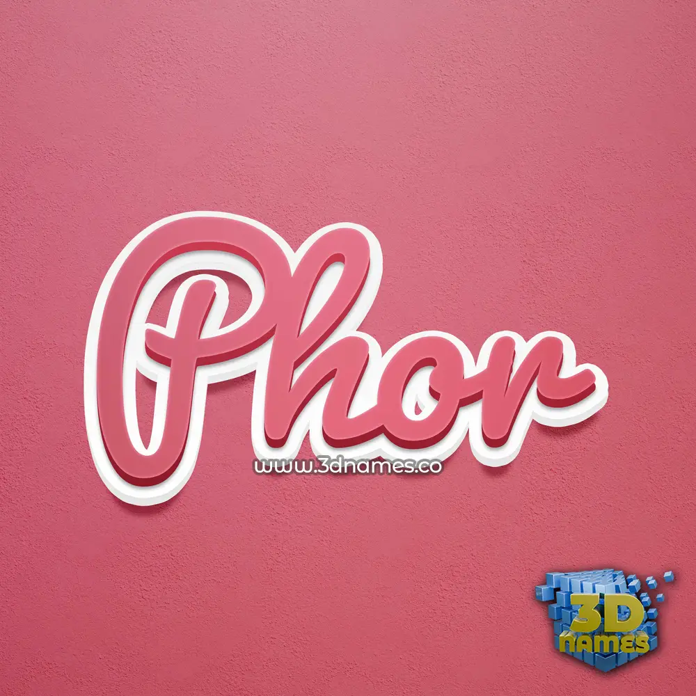 phor in Red Scribble style - 3D name wallpaper