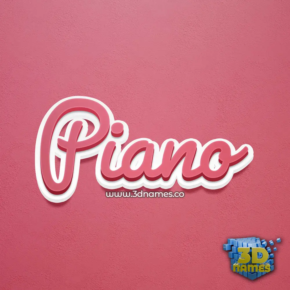 piano in Red Scribble style - 3D name wallpaper