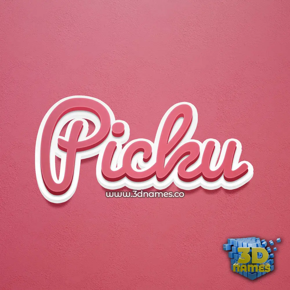 picku in Red Scribble style - 3D name wallpaper