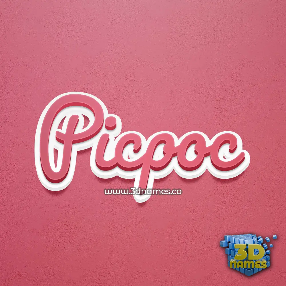 picpoc in Red Scribble style - 3D name wallpaper